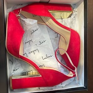 Lulus red suede 8 1/2 heels * NEW *